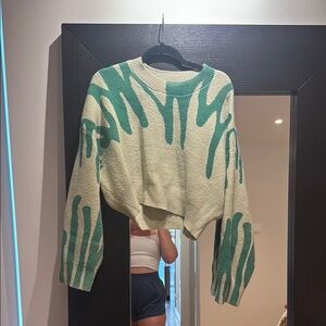 Blue Blush Green and Cream Crew Neck Sweater